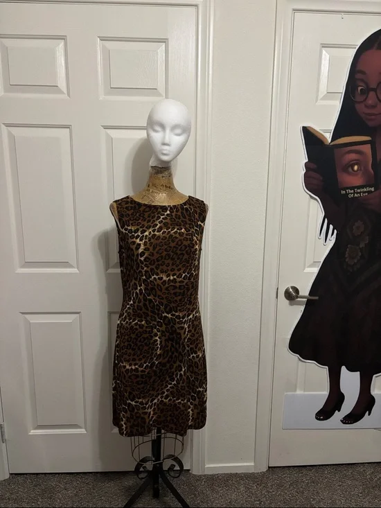 No Boundaries leopard shimmery dress large has stretch vintage Y2K boho chic - Picture 2 of 7